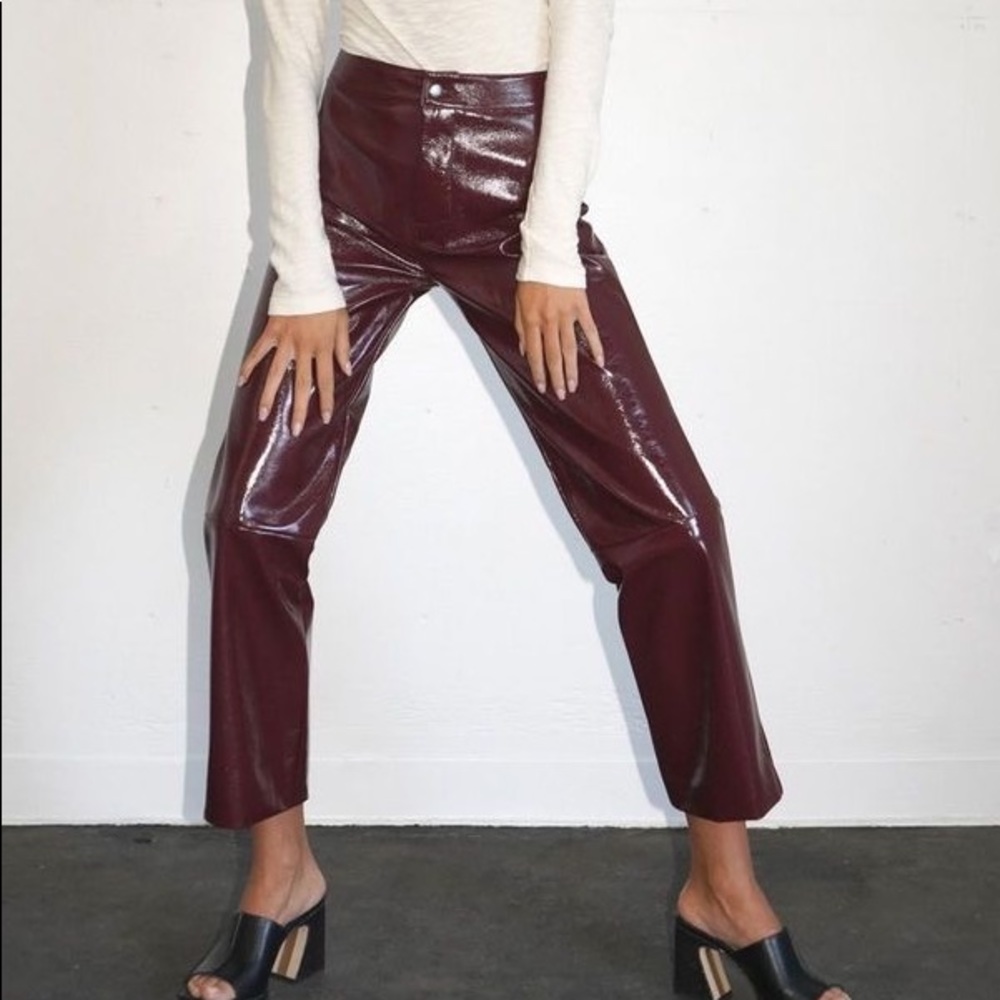 BNWT LNA Crinkle Patent Pant in Wine